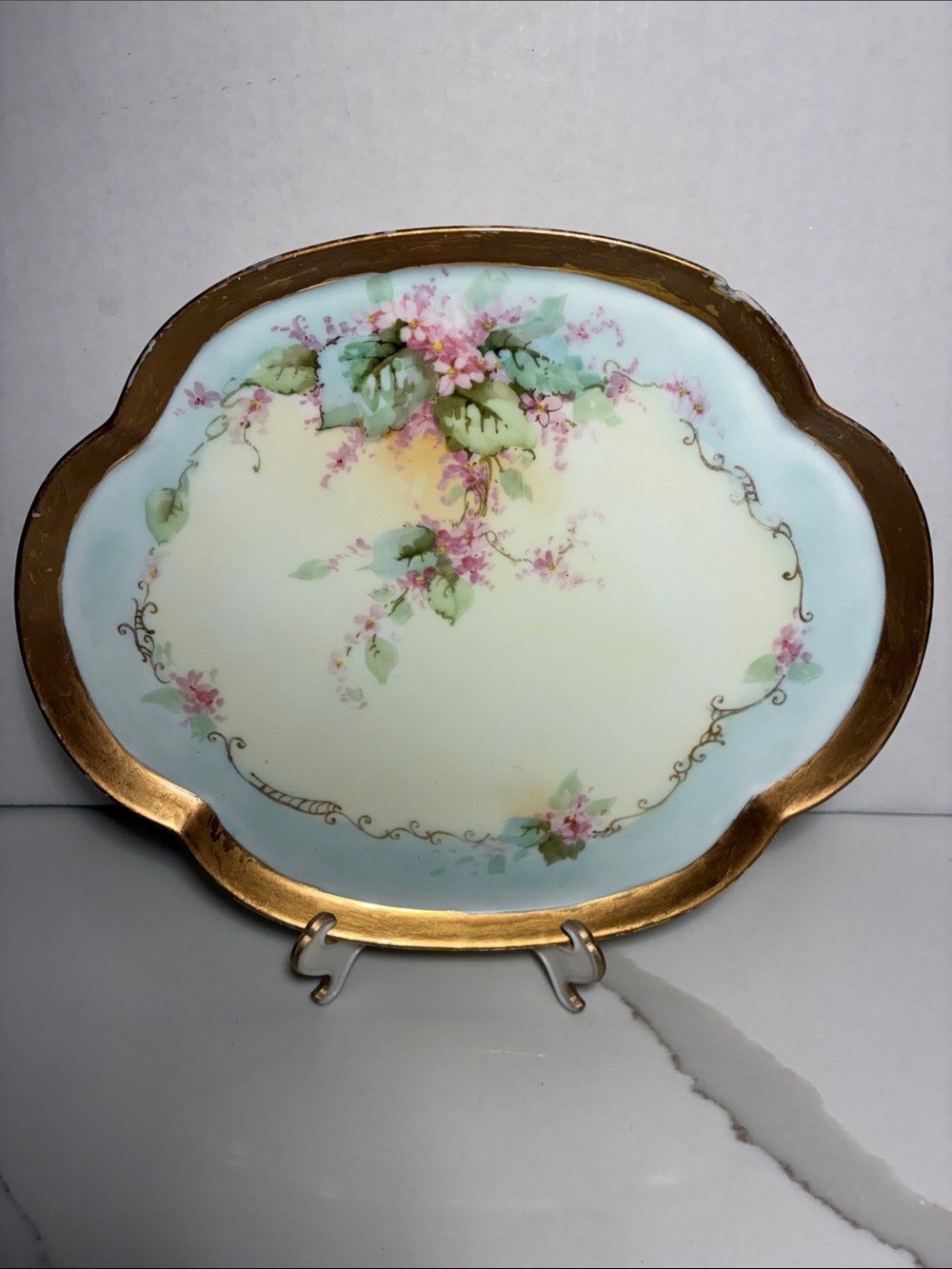 LIMOGES Floral Gold-Trim Porcelain Serving Platter